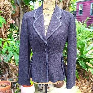 Mara Khodara XS dark gray jacket, stitch detail. Gently worn. Ties ar waist